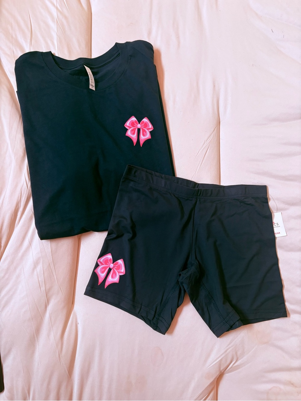 The Tea Boutique Navy blue Women's Active Shorts with Pink Bow Detail
